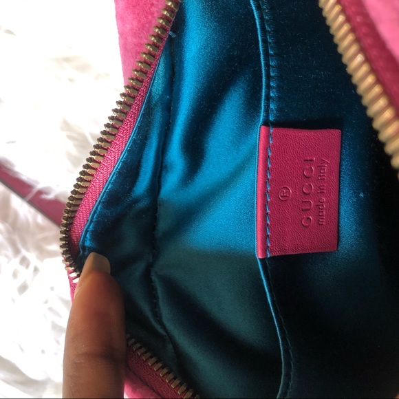 Gucci Marmont Fuschia Pink Velvet Crossbody Bag - Picture 6 of 10